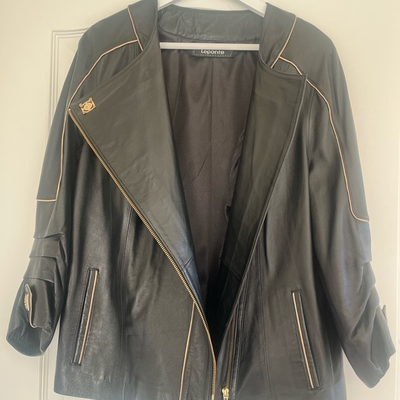 Black Leather Zip-Trim Jacket - Picture 2 of 4